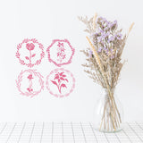Globleland PVC Wall Sticker, for Window or Stairway Home Decoration, Flat Round, Floral Pattern, 18x18x0.03cm, 4pcs/set