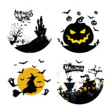 Globleland PVC Wall Sticker, for Window or Stairway Home Decoration, Square, Halloween Themed Pattern, 18x18x0.03cm, 4pcs/set