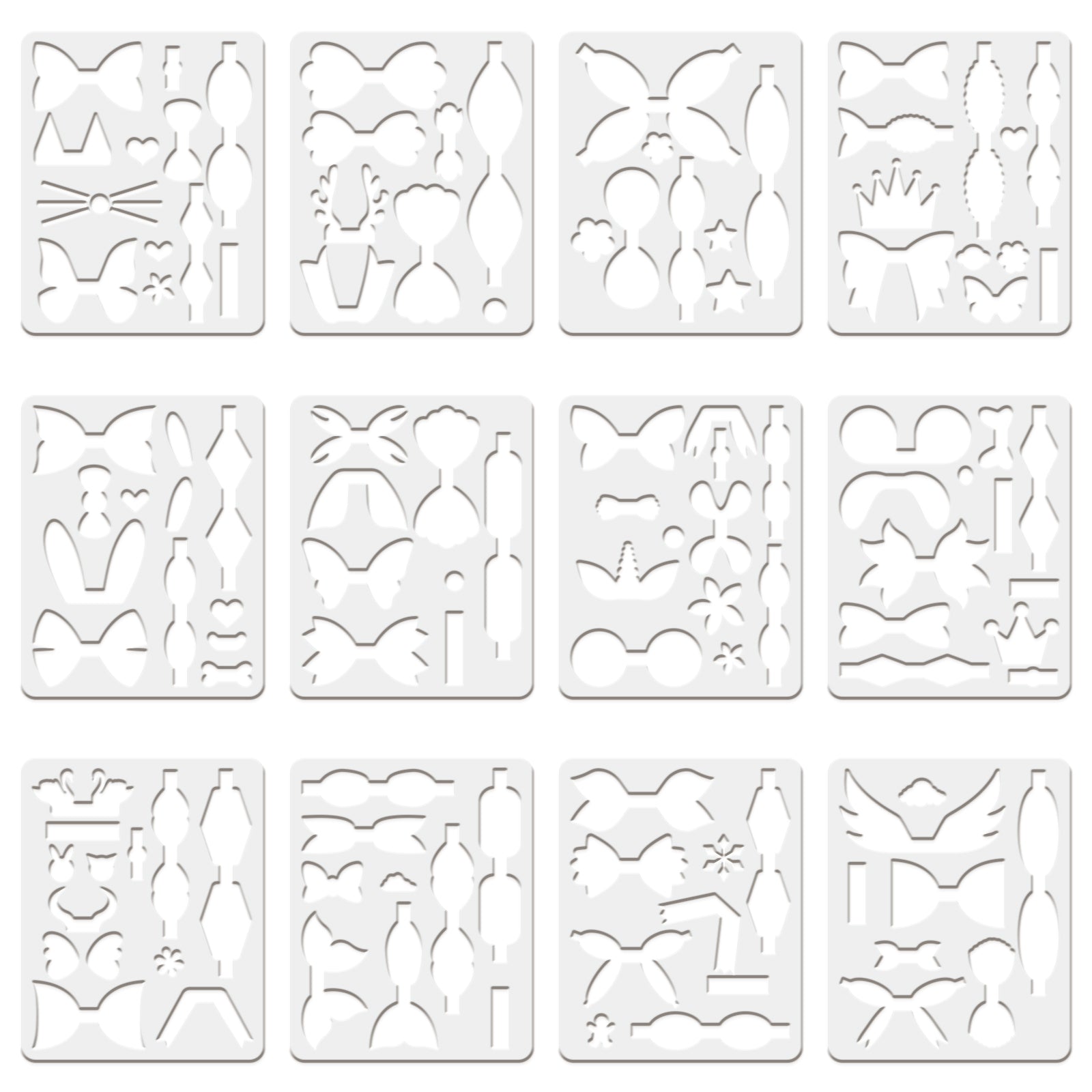 Globleland Plastic Drawing Painting Stencils Templates, Bowknot Pattern, 25x20cm, 12pcs/set