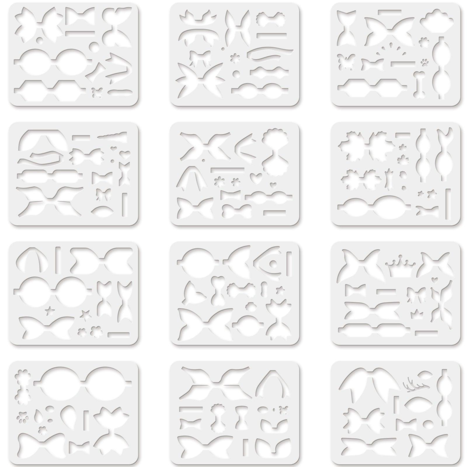 Globleland Plastic Drawing Painting Stencils Templates, Bowknot Pattern, 25x20cm, 12pcs/set