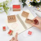 Globleland Wooden Rubber Stamps Sets, for DIY Craft Card Scrapbooking Supplies, Red, 25.5~60x20~45x30mm, 7pcs/box