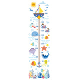 Globleland Marine Theme, PVC Height Growth Chart Wall Sticker, for Kids Measuring Ruler Height, Colorful, 29x90cm, 3 sheets/set