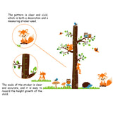 Globleland PVC Height Growth Chart Wall Sticker, for Kids Measuring Ruler Height, Fox & Owl, Colorful, 39x90cm, 4 sheets/set