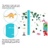 Globleland PVC Height Growth Chart Wall Sticker, for Kids Measuring Ruler Height, Dinosaur, Colorful, 900x390mm, 3 sheets/set