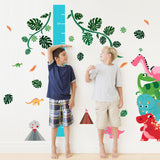 Globleland PVC Height Growth Chart Wall Sticker, for Kids Measuring Ruler Height, Dinosaur, Colorful, 900x390mm, 3 sheets/set