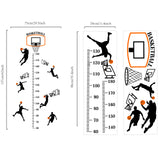 Globleland PVC Height Growth Chart Wall Sticker, for Kids Measuring Ruler Height, Basketball Player, Black, 900x290mm, 2 sheets/set