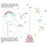 Globleland PVC Height Growth Chart Wall Sticker, Castle & Unicorn with 70 to 170 cm Measurement, for Kid Room Bedroom Wallpaper Decoration, Sky Blue, 980x290mm, 2pcs/set