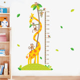 Globleland PVC Height Growth Chart Wall Sticker, Giraffe with 50 to 170 cm Measurement, for Kid Room Bedroom Wallpaper Decoration, Mixed Color, 980x390mm, 2pcs/set