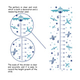 Globleland PVC Height Growth Chart Wall Sticker, Aircraft with 50 to 180 cm Measurement, for Kid Room Bedroom Wallpaper Decoration, Sky Blue, 980x390mm, 3pcs/set