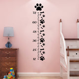 Globleland PVC Height Growth Chart Wall Sticker, for Kid Room Bedroom Wallpaper Decoration, Paw Print, 900x390mm