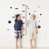 Globleland PVC Height Growth Chart Wall Sticker, for Kid Room Bedroom Wallpaper Decoration, Paw Print, 900x390mm
