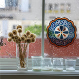 Globleland PVC Wall Sticker, Round Shape, for Window or Stairway Home Decoration, Flower of Life Pattern, Sticker: 16x16cm