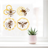 Globleland PVC Wall Sticker, Round Shape, for Window or Stairway Home Decoration, Bees Pattern, Sticker: 16x16cm