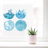 Globleland PVC Wall Sticker, Round Shape, for Window or Stairway Home Decoration, Wave Pattern, Sticker: 16x16cm