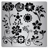 Globleland Stainless Steel Cutting Dies Stencils, for DIY Scrapbooking/Photo Album, Decorative Embossing DIY Paper Card, Floral Pattern, 16x16x0.05cm