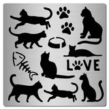 Globleland Stainless Steel Cutting Dies Stencils, for DIY Scrapbooking/Photo Album, Decorative Embossing DIY Paper Card, Matte Stainless Steel Color, Cat Pattern, 16x16cm