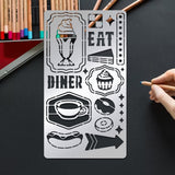 Globleland Retro Diner Stainless Steel Metal Stencils Cutting Dies, for DIY Scrapbooking/Photo Album, Decorative Embossing DIY Paper Card, Matte Stainless Steel Color, Food Pattern, 177x101x0.5mm