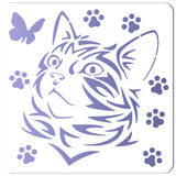 Globleland PET Plastic Drawing Painting Stencils Templates, Square, White, Cat Pattern, 30x30cm
