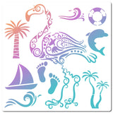 Globleland PET Plastic Drawing Painting Stencils Templates, Square, White, Flamingo Pattern, 30x30cm