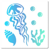 Globleland PET Plastic Drawing Painting Stencils Templates, Square, White, Sea Animals, 30x30cm