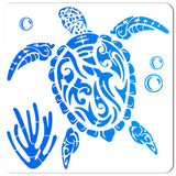 Globleland PET Plastic Drawing Painting Stencils Templates, Square, Creamy White, Sea Turtle Pattern, 30x30cm