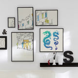 Globleland PET Plastic Drawing Painting Stencils Templates, Square, Creamy White, Dragon Pattern, 30x30cm