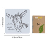 Globleland PET Plastic Drawing Painting Stencils Templates, Square, Creamy White, Donkey Pattern, 30x30cm