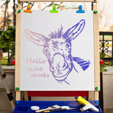 Globleland PET Plastic Drawing Painting Stencils Templates, Square, Creamy White, Donkey Pattern, 30x30cm