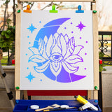 Globleland PET Plastic Drawing Painting Stencils Templates, Square, Creamy White, Lotus Pattern, 30x30cm