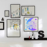 Globleland PET Plastic Drawing Painting Stencils Templates, Square, Creamy White, Lotus Pattern, 30x30cm