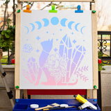 Globleland PET Plastic Drawing Painting Stencils Templates, Square, Creamy White, Moon Pattern, 30x30cm