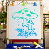 Globleland PET Plastic Drawing Painting Stencils Templates, Square, Creamy White, Mushroom Pattern, 30x30cm