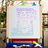 Globleland PET Plastic Drawing Painting Stencils Templates, Square, Creamy White, Sand Glass Pattern, 30x30cm