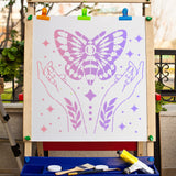 Globleland PET Plastic Drawing Painting Stencils Templates, Square, Creamy White, Butterfly Pattern, 30x30cm