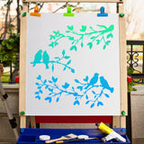 Globleland PET Plastic Drawing Painting Stencils Templates, Square, Creamy White, Bird Pattern, 30x30cm
