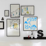 Globleland PET Plastic Drawing Painting Stencils Templates, Square, Creamy White, Bird Pattern, 30x30cm