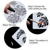 Globleland PET Plastic Drawing Painting Stencils Templates, Square, Creamy White, Leaf Pattern, 30x30cm