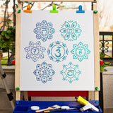 Globleland PET Plastic Drawing Painting Stencils Templates, Square, Creamy White, Chakra Theme, 30x30cm