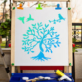 Globleland PET Plastic Drawing Painting Stencils Templates, Square, Creamy White, Tree Pattern, 30x30cm