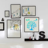 Globleland PET Plastic Drawing Painting Stencils Templates, Square, Creamy White, Tree Pattern, 30x30cm