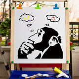 Globleland PET Plastic Drawing Painting Stencils Templates, Square, Creamy White, Monkey Pattern, 30x30cm