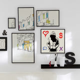 Globleland PET Plastic Drawing Painting Stencils Templates, Square, Creamy White, Man Pattern, 30x30cm