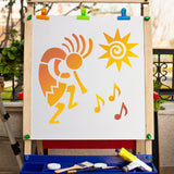 Globleland PET Plastic Drawing Painting Stencils Templates, Square, Creamy White, Sun Pattern, 300x300mm