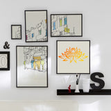 Globleland PET Plastic Drawing Painting Stencils Templates, Square, Creamy White, Lotus Pattern, 300x300mm