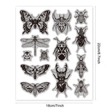 Globleland Rubber Clear Stamps, for Card Making Decoration DIY Scrapbooking, Insect Pattern, 22x18x0.8cm