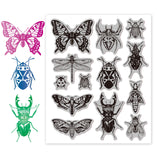 Globleland Rubber Clear Stamps, for Card Making Decoration DIY Scrapbooking, Insect Pattern, 22x18x0.8cm
