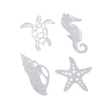 Globleland Custom Tortoise & Sea Horse & Starfish & Conch Shape Waterproof PVC Laser Adhesive Stickers, Electrostatic Stickers, Colorful, 11~12x10.7~12cm, 16 sheets/set