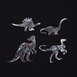 Globleland Custom Dinosaur Shape Waterproof PVC Laser Adhesive Stickers, Electrostatic Stickers, Colorful, 12x5.9~11.3cm, 16 sheets/set