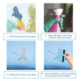 Globleland Waterproof PVC Colored Laser Stained Window Film Adhesive Stickers, Electrostatic Window Stickers, Dragonfly Pattern, 10.3~11.6x9.9~11.6cm, 16 sheets/set