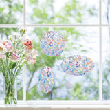 Globleland Waterproof PVC Colored Laser Stained Window Film Adhesive Stickers, Electrostatic Window Stickers, Flat Round & Oval, Mixed Patterns, 30~111x30~139mm, about 29pcs/set
